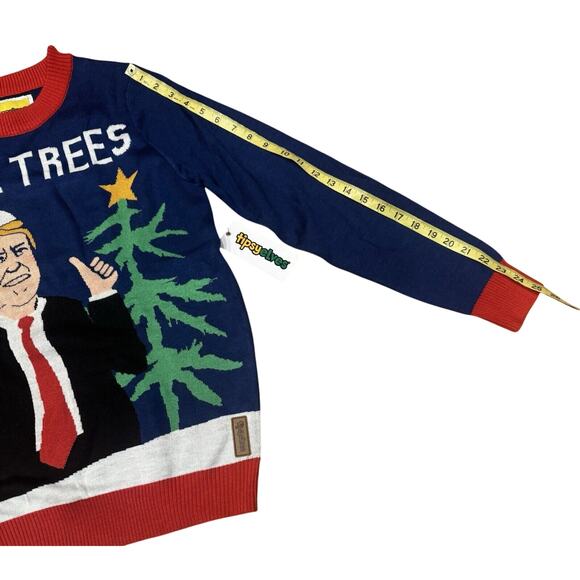 NWT Tipsy Elves Men’s Small Fake Trees Ugly Christmas Sweater Donald Trump - Picture 9 of 9